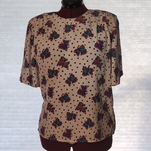 Notations Cream Floral Polka Dot Blouse